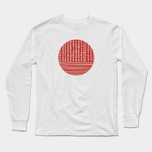 Digital Stitches Circle Red Long Sleeve T-Shirt